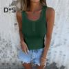Women Vest U-Neck Sleeveless Button Down Camisole Blouse Slim Fit Basic Tank Tops Beach Office Party Wear