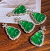 Natural Green Jade Chalcedony Gourd Pendant for Fortune and Prosperity – Agate Accessory Gift