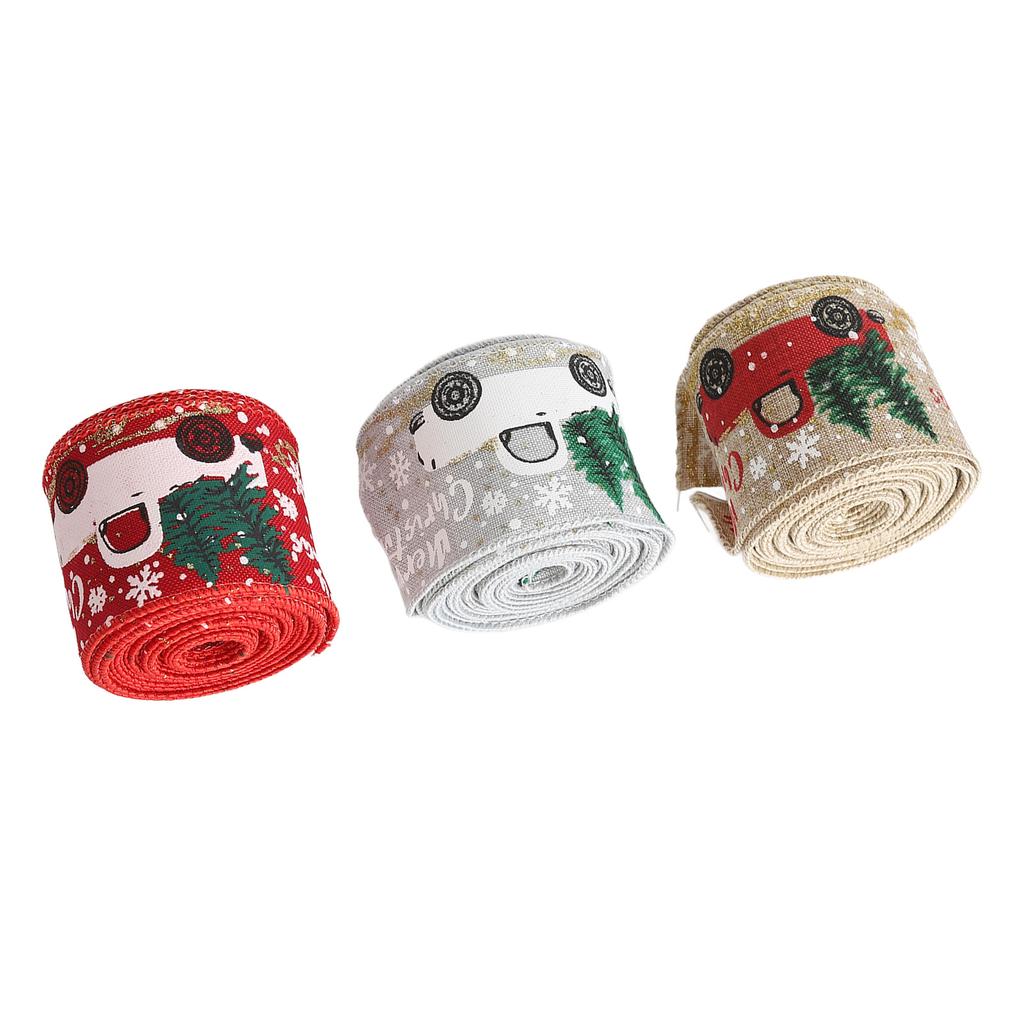 3 Rolls Christmas Wired Edge Ribbon Multi Color Flexible Decorative Christmas Ribbon for Bows DIY