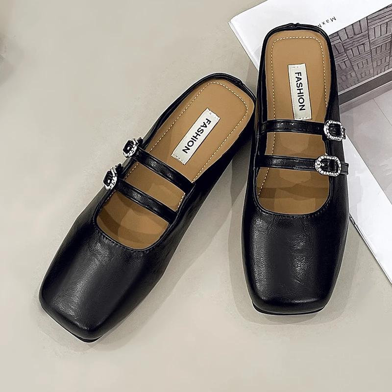 Fashion Square Toe Women Mary Jane Shoes Fashion Shallow Ladies Casual Soft Sole Flats 2025 Spring Women's Comfort Ballerinas Shoes