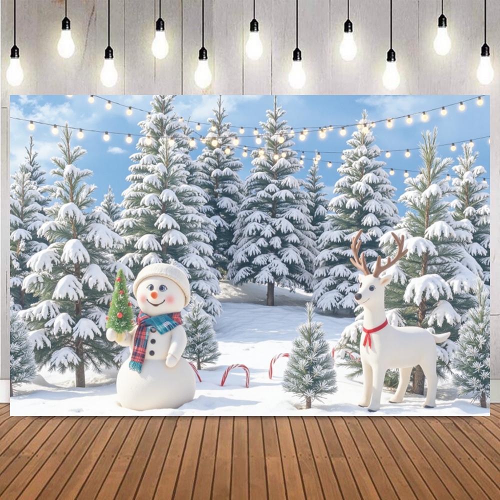 Winter Ice Snow Castle Photography Background Snow Scene Frozen Forest Wonderland Christmas Party Home Decor Photo Backdrop Prop12