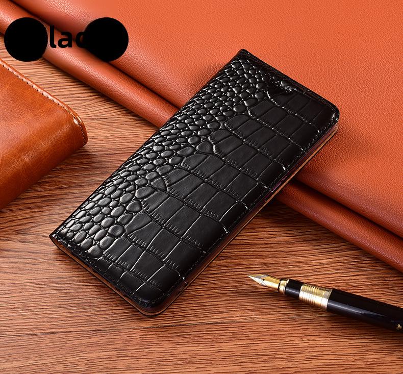 Pokrowiec z klapką z prawdziwej skóry dla Apple iPhone 15 Pro, 14 Plus, 13 Pro Max i 12 Mini.