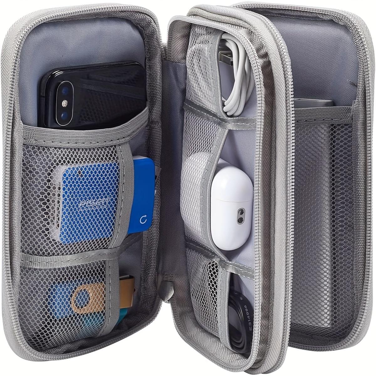 

Portable Cable Organizer Bag - Travel Tech Accessory Case with Multiple Compartments for Cables, Chargers & Small Items, Cable Storage Organizer світло-сірого кольору