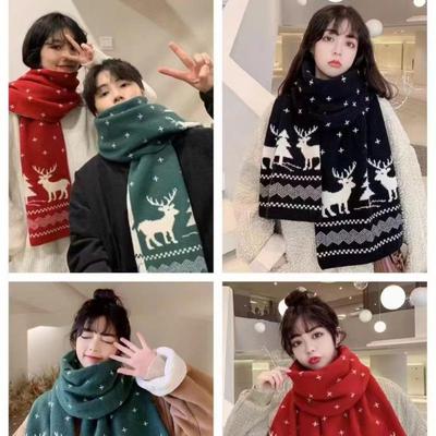 High-End Unisex Red Wool Knit Scarf Shawl for Autumn and Winter