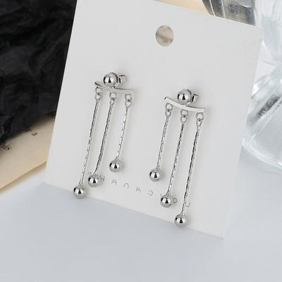 925 Sterling Silver Tassel Bead Piercing Stud Earrings For Women Girls Party Fashion Korean  Jewelry Pendientes Eh279