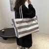 Trendy Korean Style Canvas Tote Bag In Black Grey Or Green For Shopping