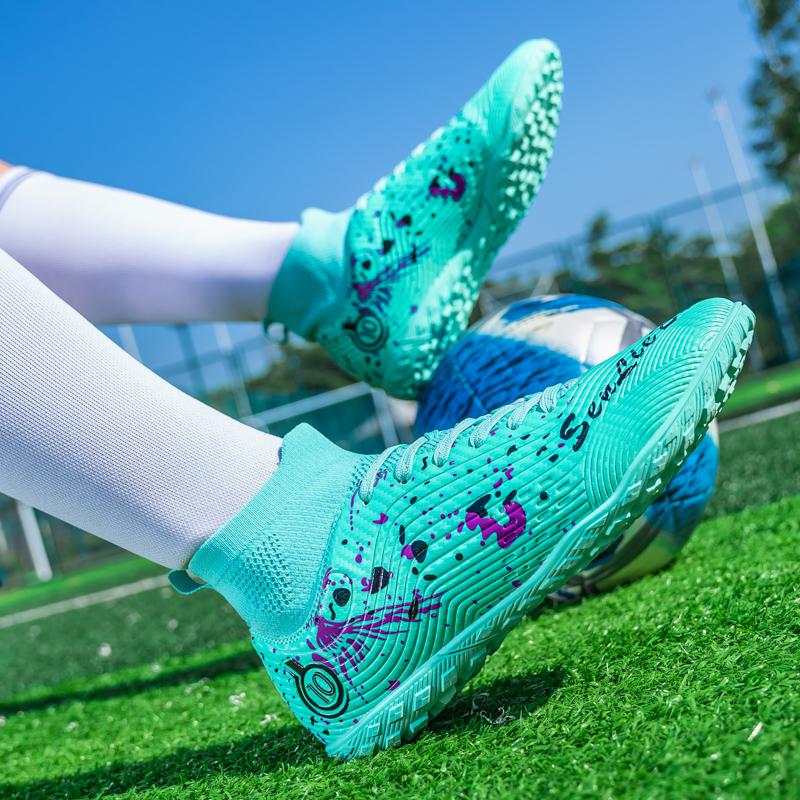 Men Soccer Shoes Anti-slip High-top Long Studs Outdoor Sports Shoes Men Grass Wear-resistant Training Ultra-light Men Shoes