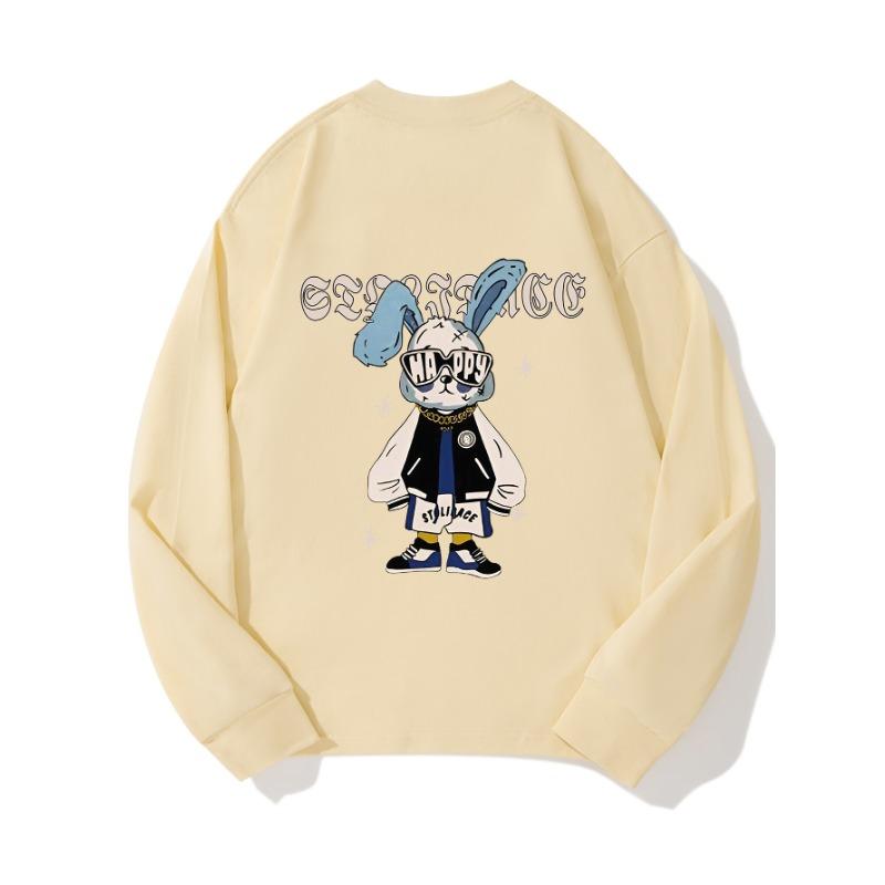 

Длинноухий кролик осенняя одежда с длинными рукавами из чистого хлопка новый мужской и женский топ, весенний внутренний слой, базовая рубашка, круглая горловина футболка с длинными рукавами XXL бежевый