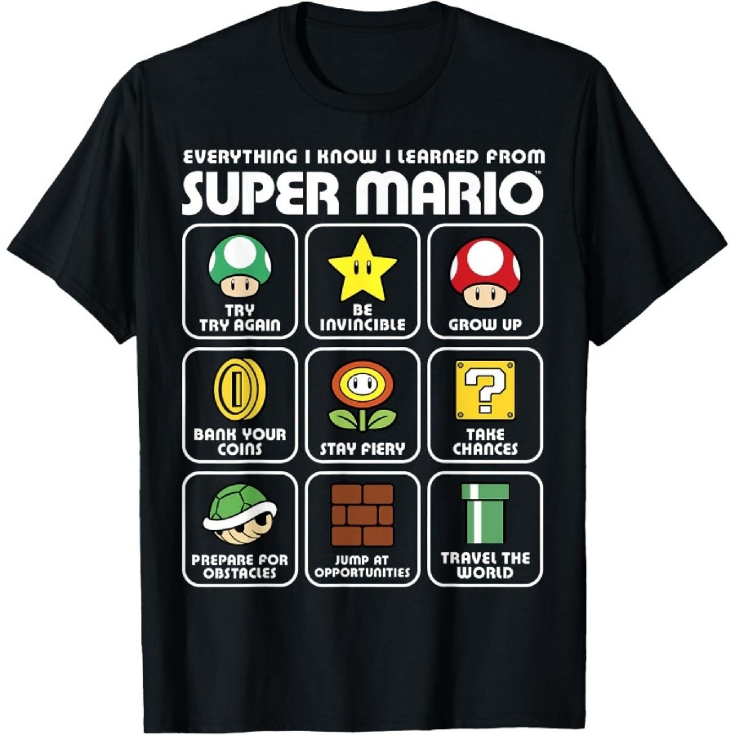 Nintendo Super Mario Life Lessons Icons Graphic T-Shirt T-Shirt S разноцветный