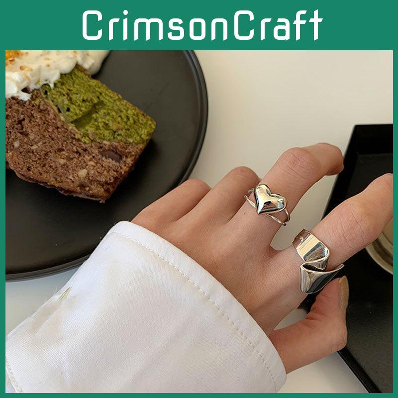 Stunning 925 Sterling Silver Geometric Heart Shaped Ring For Trendy Fashion Lovers