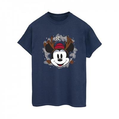 Womens/Ladies Minnie Mouse Reindeer Cotton Boyfriend T-Shirt