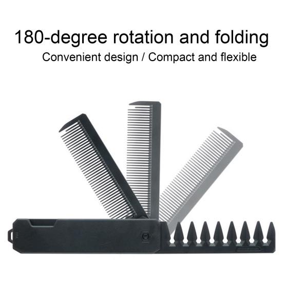 3-In-1 Folding Hair Comb Wide Fine Tooth Multi-functional Styling Comb with Ergonomic Handle Portable Travel Pocket Comb Men Mustache Beard Comb