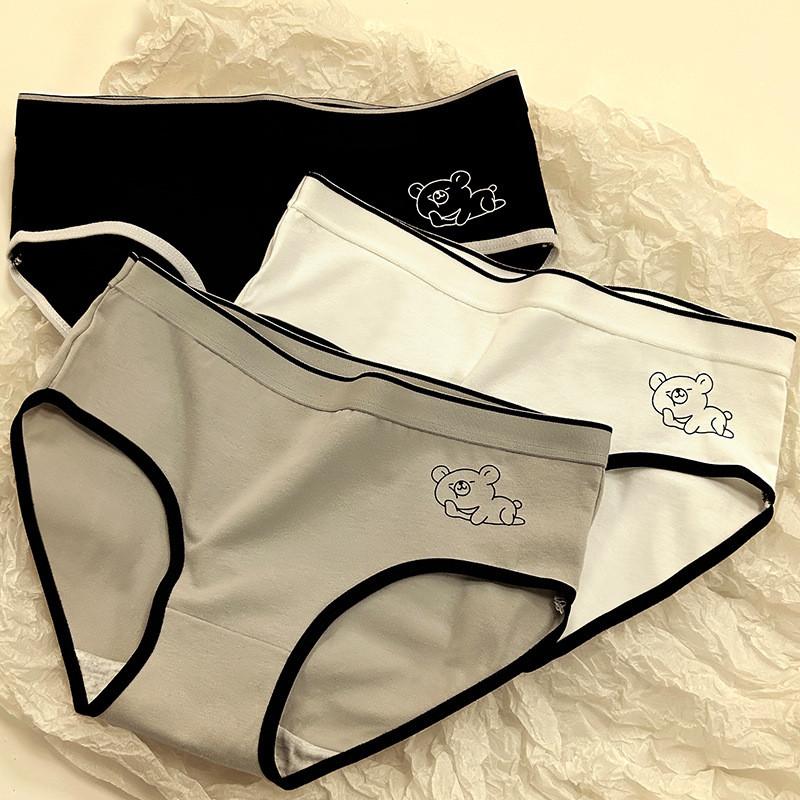 Soft Cotton Underwear For Women Featuring Cute Cartoon Bears In Stylish Mid-rise Design