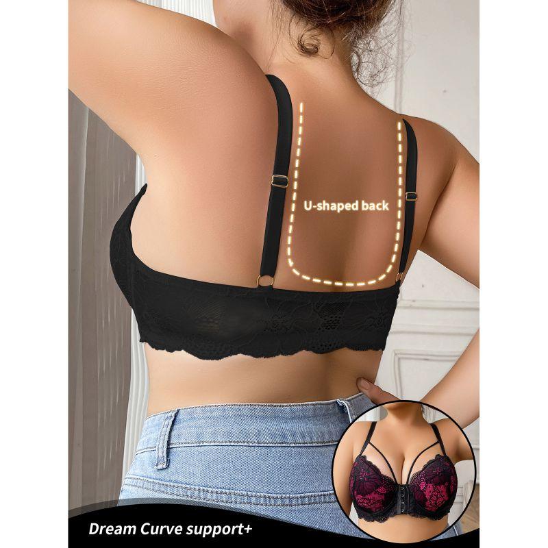 Ladies Plus Size Front Buckle Bra Women Lace Spaghetti Bra