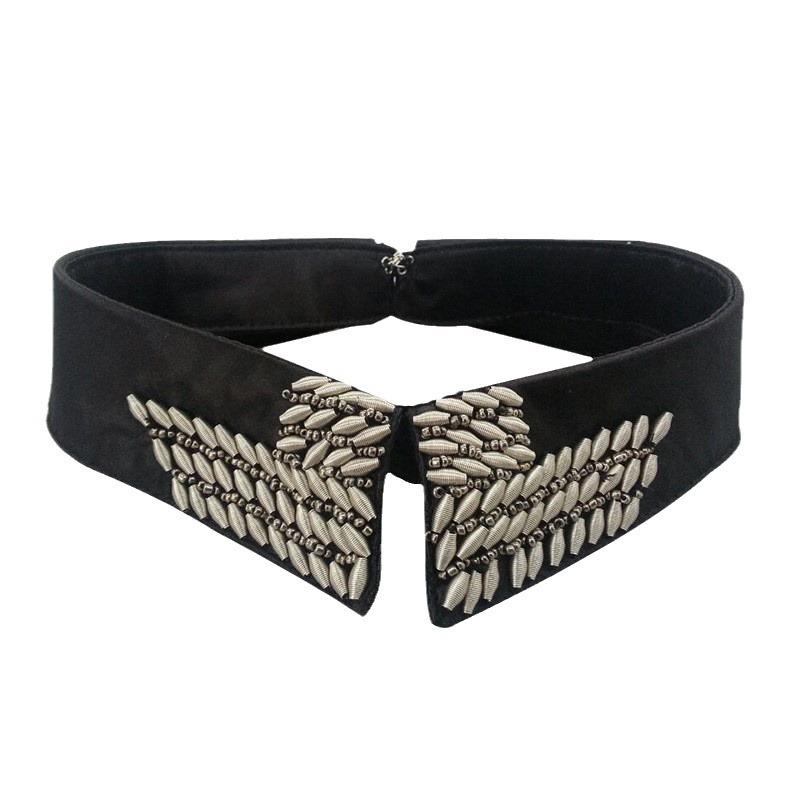 Retro Rhinestone False Collar Neckline Women Lapel Fake Collar Woman Embroidery Removable Detachable Tie Clothing Accessories