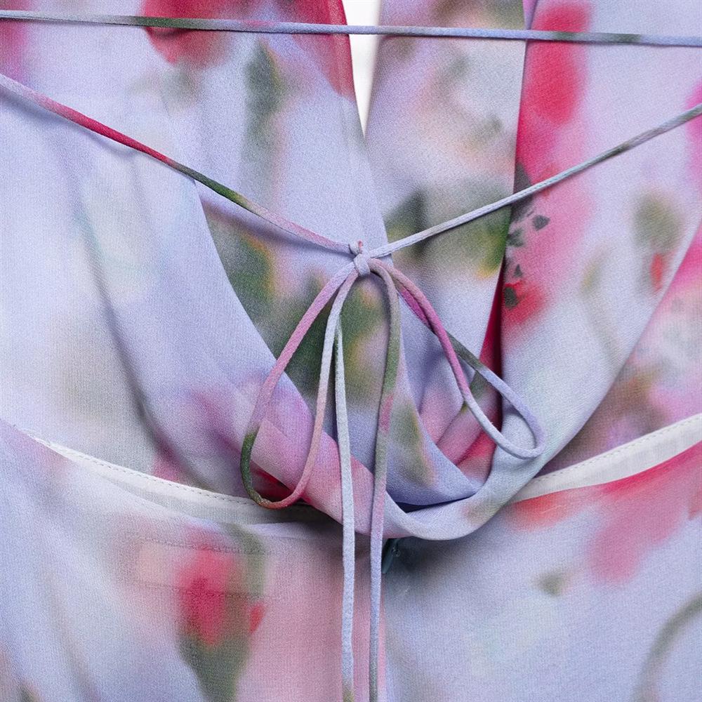 2025 Spring/Summer Slim Fit Sexy Printed Halterneck Cowl Neck Midi Dress for Women