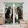 2pcs,2D Plane Printing Curtains Digital Printed Festive Horses Versatile 100% Polyester (without Rod) Decorations For Home Use