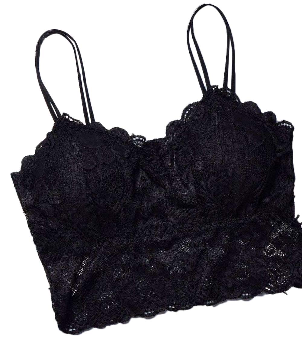 

Plus Nao Floral Print Camisole Simple and Size Black Women s Bra, Cute, M,