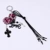 Cute Bag Charm Pendant Keyring Heart Key Crosses Braided Rope Keychain Bag Charm for Backpack Purse Handbag Decoration
