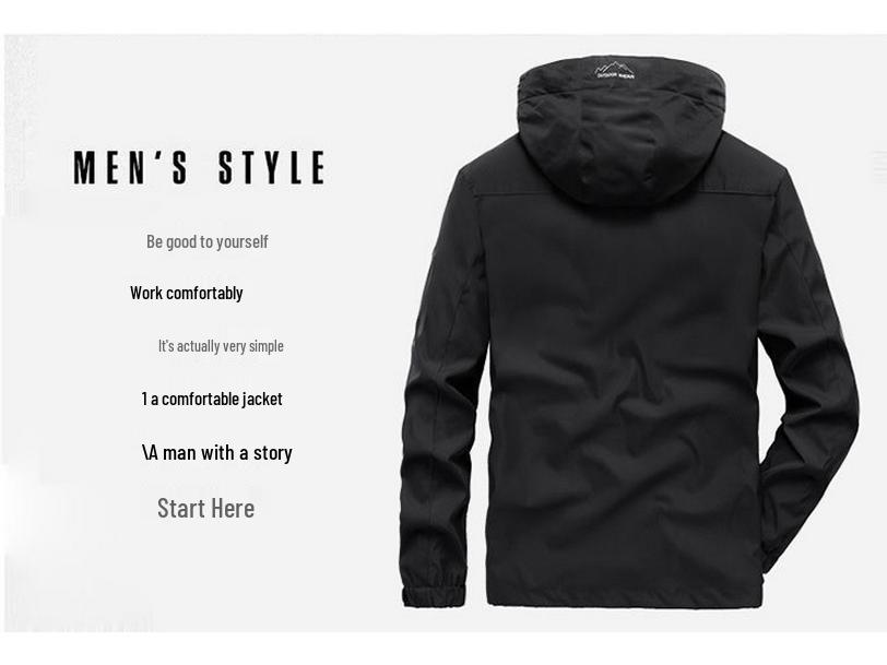 Men's Windproof Waterproof Fleece-Lined Jacket with Removable Hood for Autumn and Winter - Stain-Resistant Outdoor Mountaineering Outerwear.