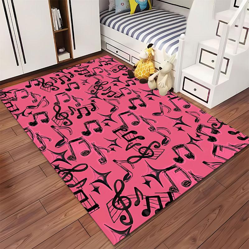 Musical Notes Pink Pattern Carpet suitable as a non-slip mat for the living room or bedroom sofa
