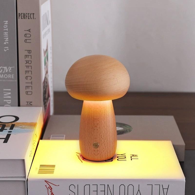 LED Mushroom light, night light with touch sensor, Dimmable bedside light with USB charging desk light for home decoration light
