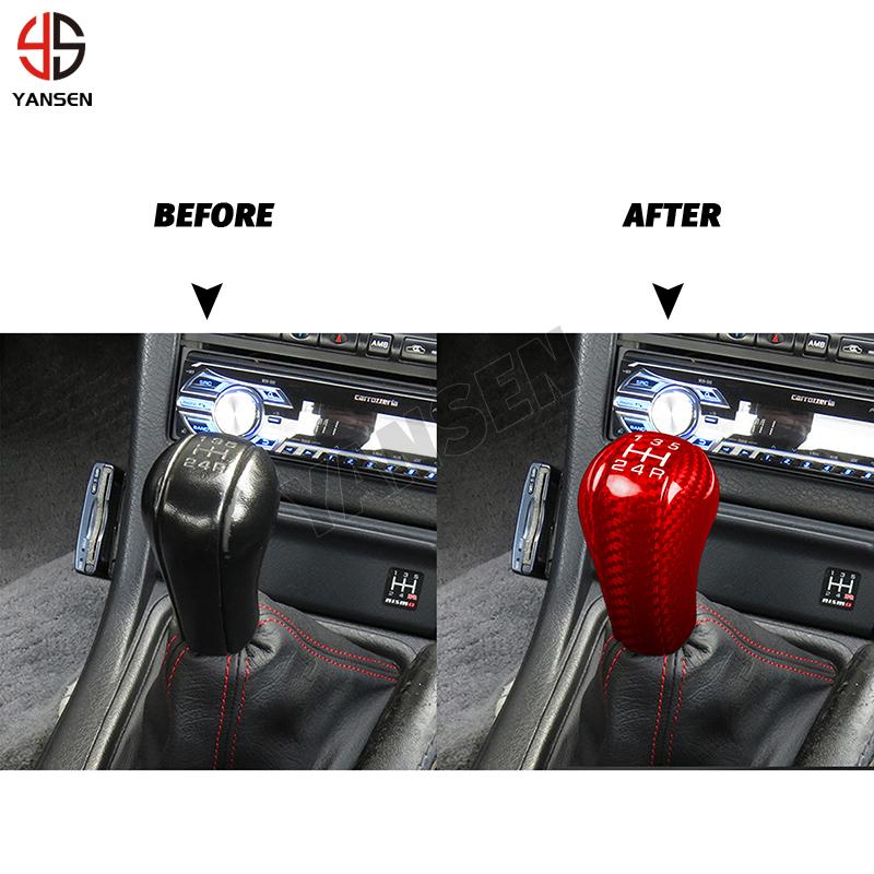 For Nissan GTR R34 1999-2002 R33 1994-1999 R32 1989-1994 Accessories Carbon Fiber Interior Gears Head Shift Cover Trim Sticker