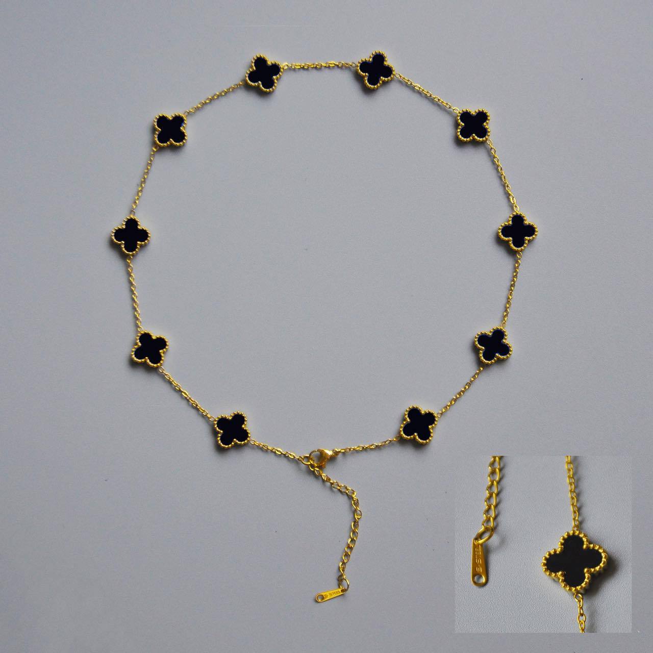 

Двустороннее ожерелье с 10 цветами клевера 18 карат, женское ожерелье из титановой стали премиум-класса Sense