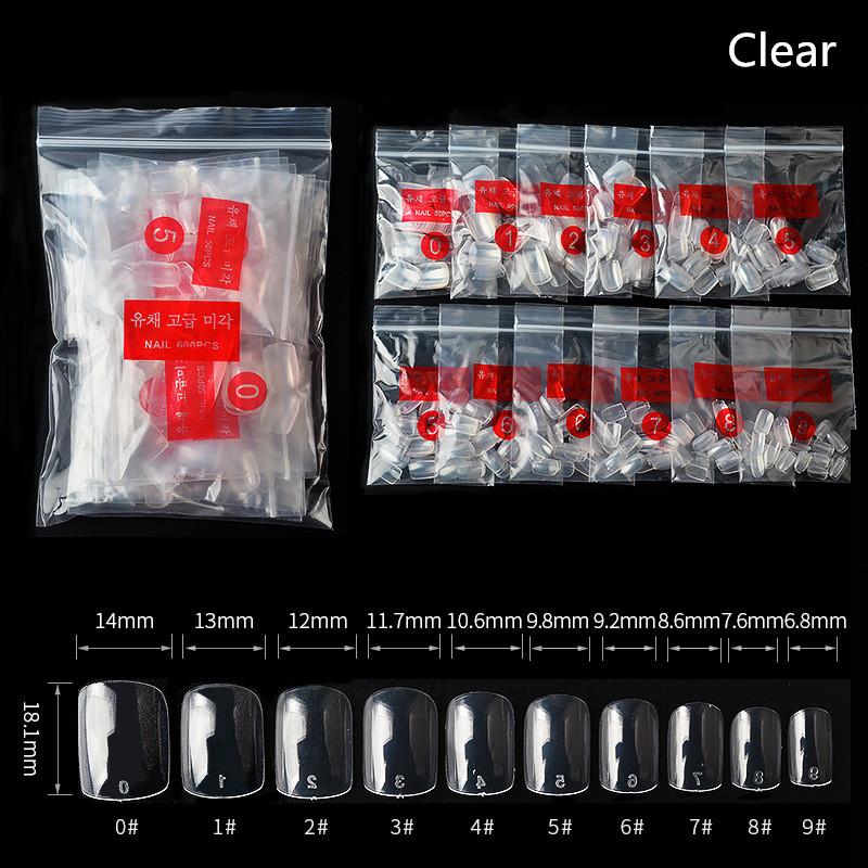 500Pcs Clear White Natural Round Cover French False Acrylic Nail Tips UV Gel Manicure Ultra Flexible False Nail Art Square Tips