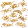 Simulation Poultry Animal Model Gold Edition Mini Chicken Duck Goose Dragonfly Lizard Insect Set Toy