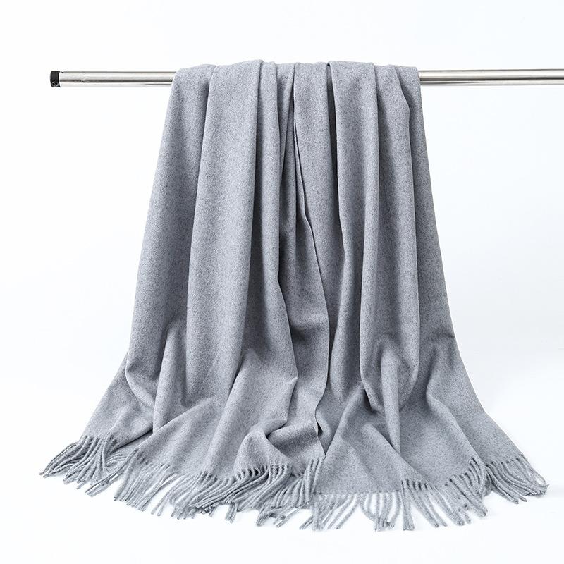 Wool Scarf Women's Winter Korean Style Thickened Warm Solid Color Scarf Shawl High End Versatile Cashmere Scarf