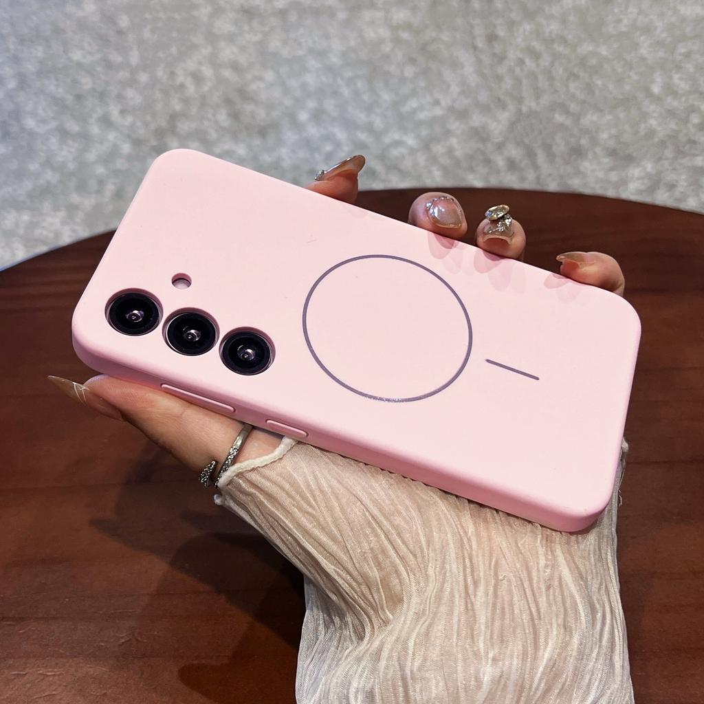 Geeignet für Samsung S25 Magnetische Saug Handyhülle Flüssiges Silikon S25ultra Objektiv Vollabdeckung Anti-Fall Schutzhülle für Männer und Frauen