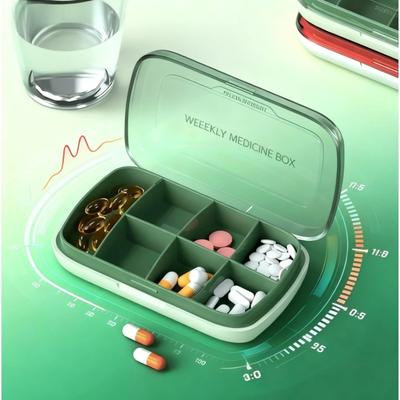 Transparent Frosted Lid Pill Organizer - 7-Compartment Large-Capacity Portable Medicine Box
