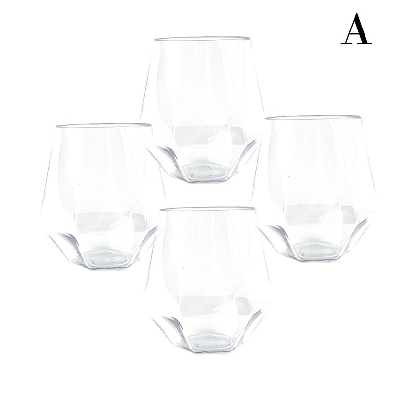 

4Pc 12/16Oz Shatterproof Wine Glass Red Wine Tumbler Cup Reusable Juice Beer Cup A
