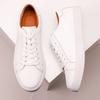 Large size retro men's white shoes versatile sneakers business casual leather shoes men's leather soft baseplate shoes men's shoes