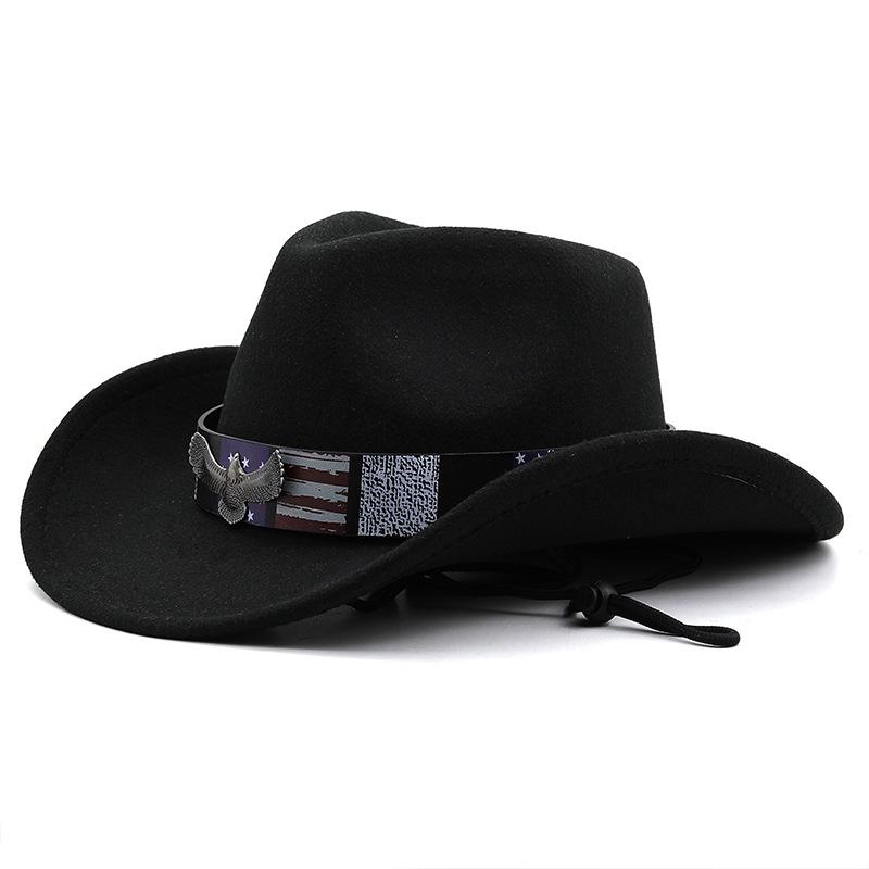 Hot-selling cowboy hat, woolen jazz top hat, men's and women's ethnic style autumn and winter felt hat, big eaves hat