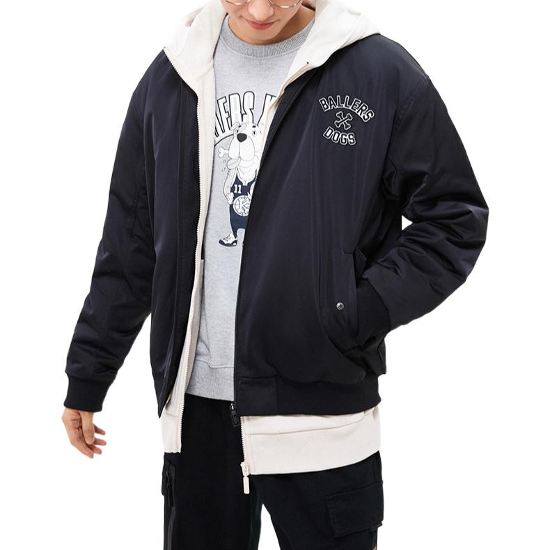 Anta Basketball Series Cartoon Alphabet Print Zip-Up Long Sleeve Jacket Men Outerwear Black 152241830R-2