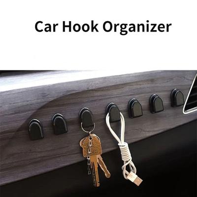 Black Car Hooks ABS Self-Adhesive Dashboard Hook Interior Storage Holder for 10Pcs Car