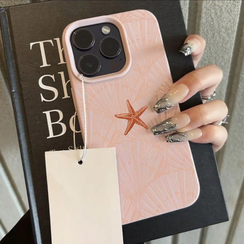 

Summer Shell Starfish Lychee Texture Phone Case For iPhone 17 16 15 14 13 12 11 Pro Max 15 Plus 17 Air Silicone Soft Cover iPhone17 Pro Max