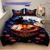 3pc Halloween Pumpkin Head Cover Set - 1 Quilt Cover + 2 Pillowcases, All Seasons Bedroom Setting, Perfect for Home027