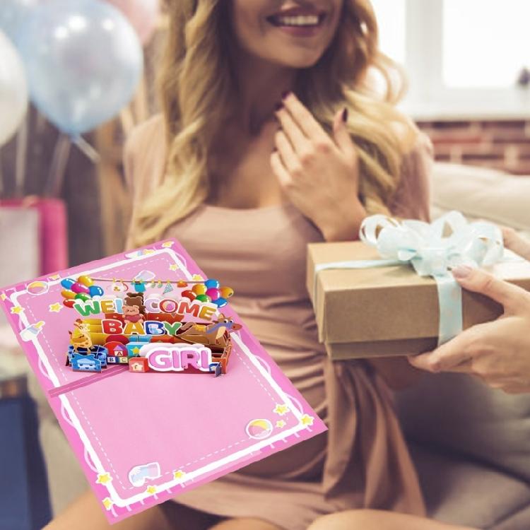 New Baby 3D Popup Greeting Card Elegant 3D Popup Card For Newborns Boy and Girls Baby Showers With Message Area