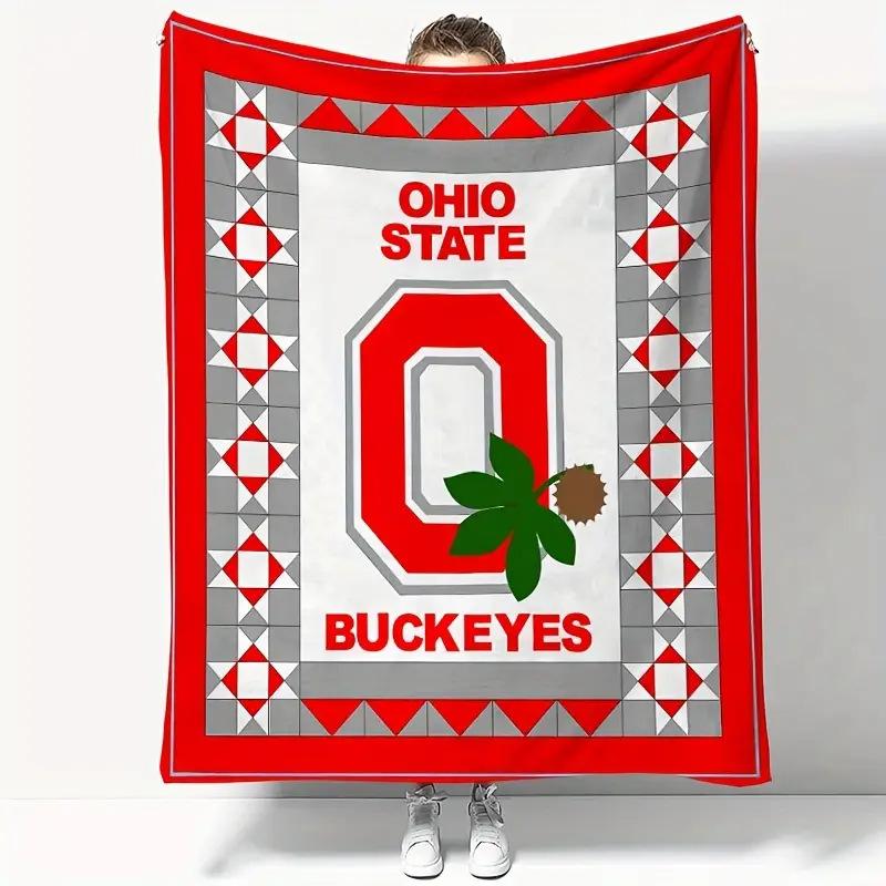 Ohio State University Blanket Soft and Warm Flannel Blanket Multifunctional Four Seasons Blanket Gift Blanket