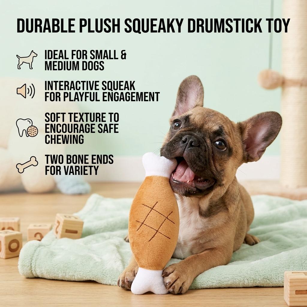 Plush Squeaky Double Bone Chicken Leg Dog Toy Durable Chew Resistant for Small Medium Dogs Pet Supplies