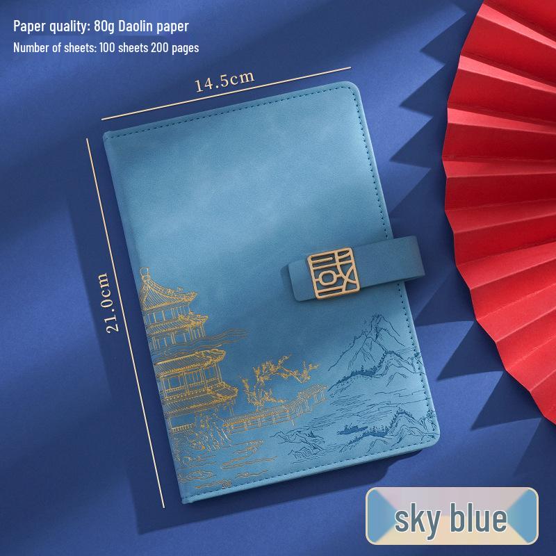 A5 Soft Leather Business Notebook with Custom Logo and Buckle, Enhanced Edition, in Gift Box