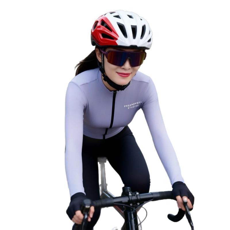 Unisex High-Stretch Fleece-Lined Long Sleeve Cycling Jersey Road Bike Riding - Breathable Moisture-Wicking Performance Top