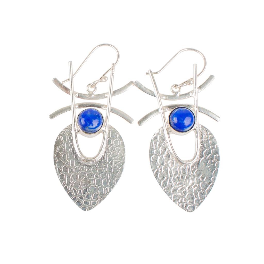 Lapis Lazuli Gemstone 925 Sterling Silver Jewelry Handmade Dangle Earrings 1.78" EE-64-29