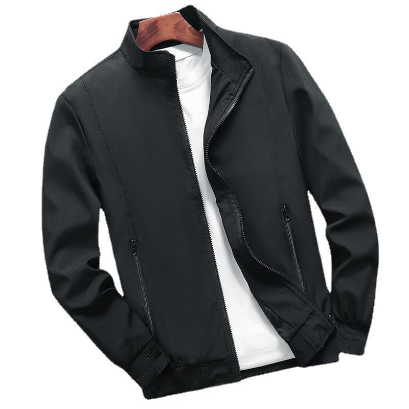 Spring/Autumn  Men's Solid Color Stand Collar Jacket, Large Size Casual Wear