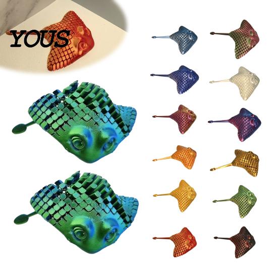 Decorative Items for Bedroom 3D Printed Manta Ray Fidget Toy, Flexible Articulated Sea Animal Figurine Creative Office Ornaments Desktop Decoration,