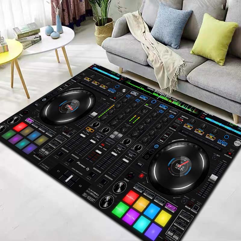 Dj Music Record Screen Console Theme Printing Large Carpet Sofa Living Room Bedroom Decoration Kitchen Bathroom Anti Slip Carpet