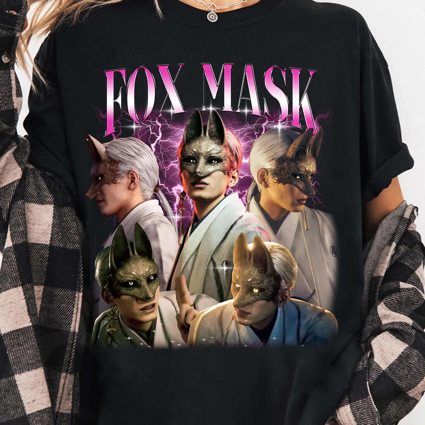 

Fox Mask Shirt Kotoyuki Tshirt Horror Game Pattern Tshirt Gift for Unisex and FeUnisex Gamers and Fans Short Sleeves S
